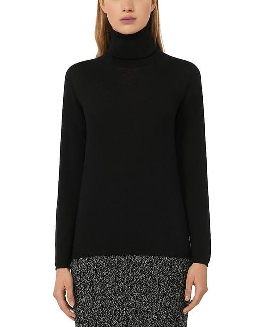 Max Mara Black Saluto Wool Turtleneck Sweater