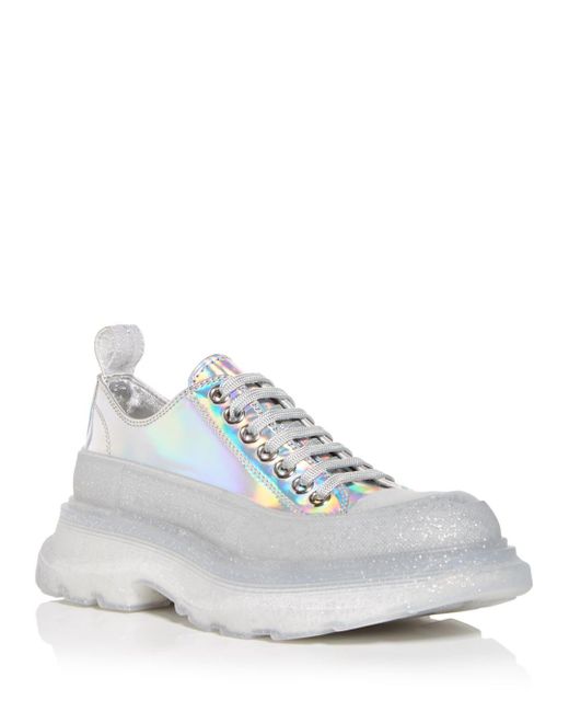 Alexander McQueen Rubber Tread Slick Glitter Sole Low Top Sneakers in