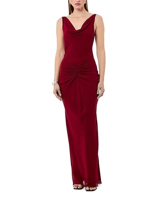 Nicholas Red Calia Sleeveless Deep Cowl Neck Maxi Dress