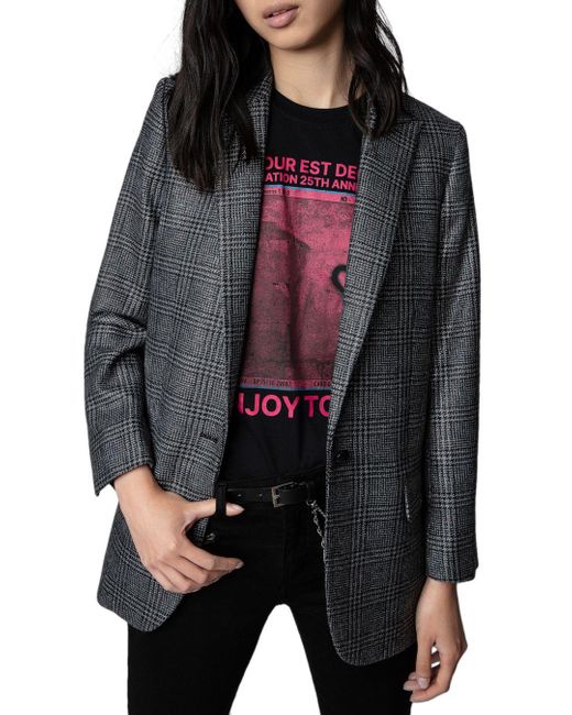 Zadig & Voltaire Wool Viva Car Shimmer Blazer in Anthracite (Black) Lyst