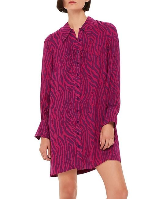 Whistles Purple Zebra Stripe Collar Dress