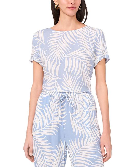 Vince Camuto Blue Short Sleeve Roll Cuff Tee