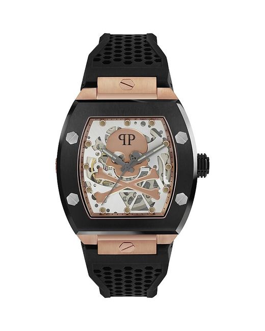 Philipp Plein Black The $Keleton Watch, 44Mm X 56Mm for men