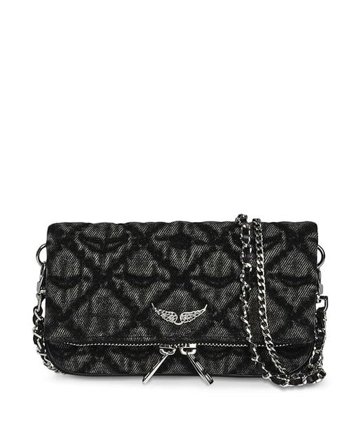 Zadig & Voltaire Black Rock Nano Denim Monogram Crossbody Bag