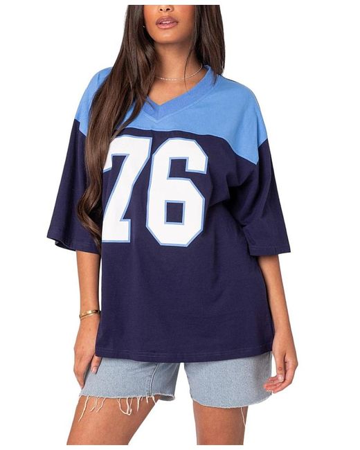 Edikted Blue 76 Oversized Tee