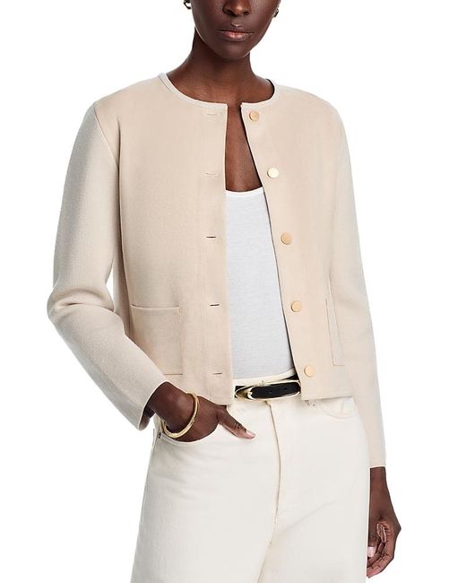 Sioni Natural Faux Suede Button Front Jacket