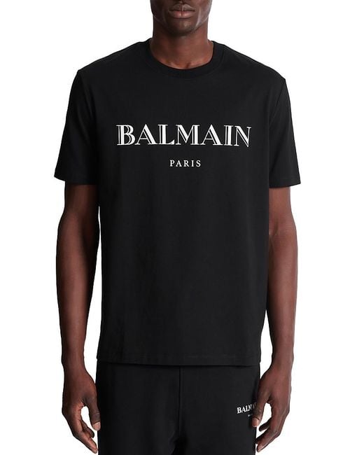 Balmain Black Vintage Logo Graphic Tee for men