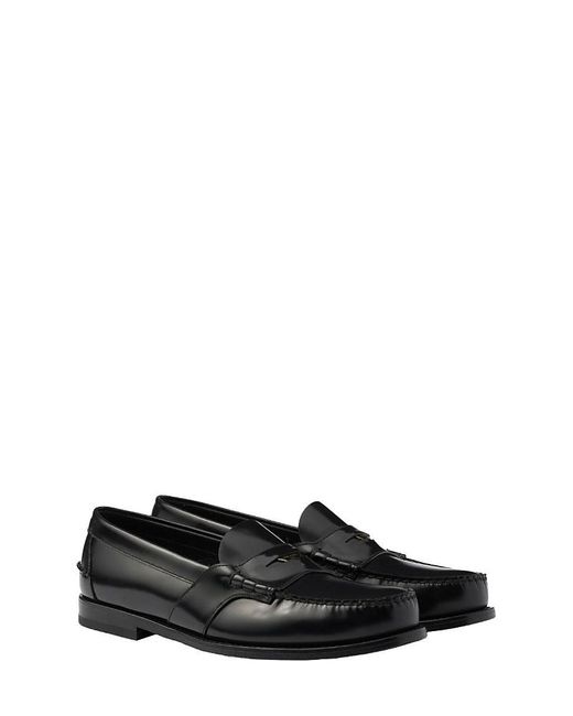Prada Black Brushed Leather Loafers for men