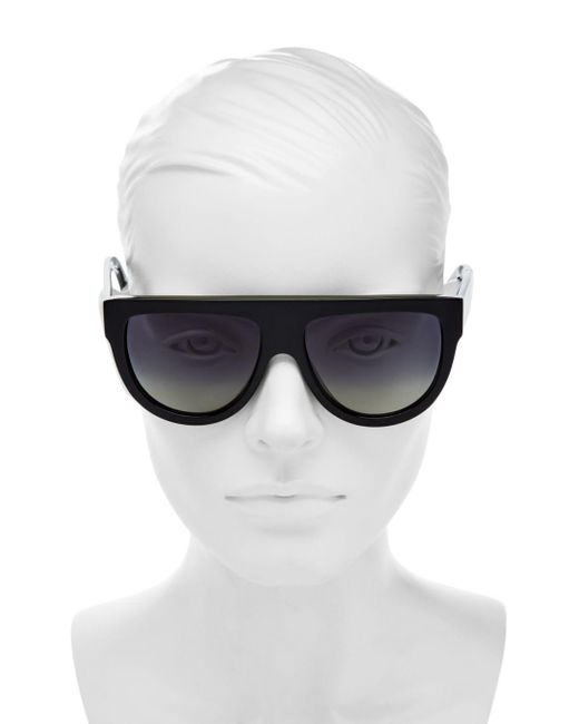 Celine Polarized Flat Top Aviator Sunglasses in Black | Lyst