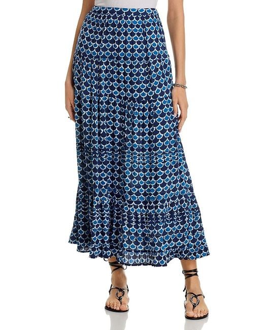 AREA STARS Blue Fan Maxi Skirt