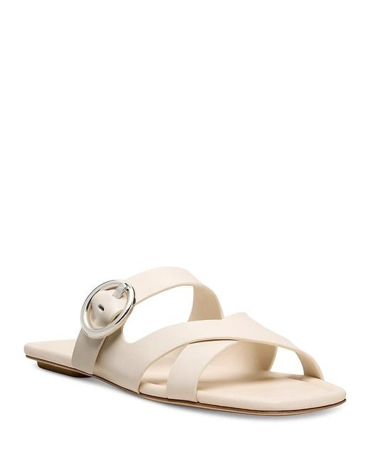 Stuart Weitzman White Villa Slide Sandals