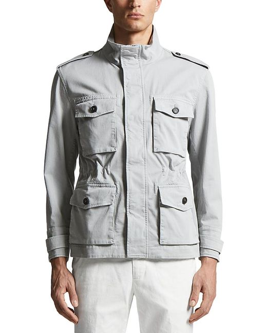 Peserico Gray Garment Dyed Field Jacket for men