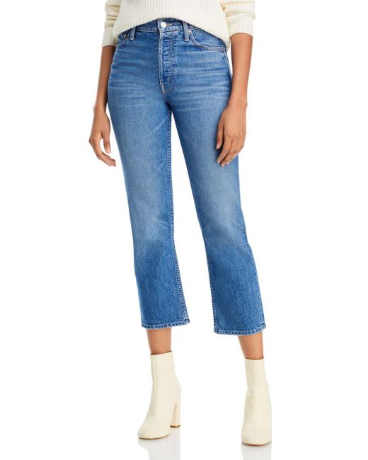 Mother Denim The Tomcat High Rise Cropped Straight Jeans In Running ...