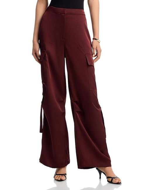Aqua Red Drawstring Hem Cargo Pants