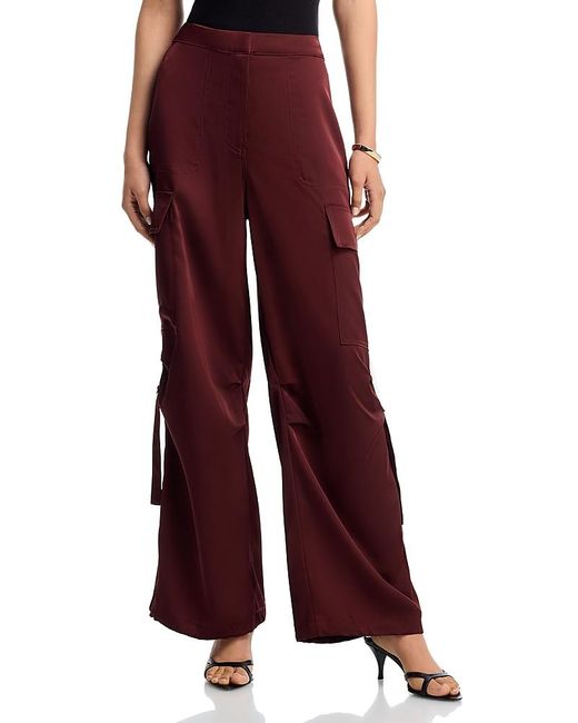 Aqua Red Drawstring Hem Cargo Pants