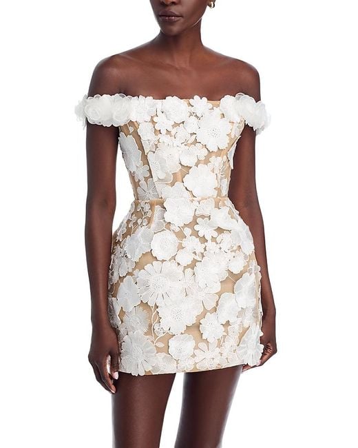 Bronx and Banco White Jasmine Maraya Applique Mini Dress