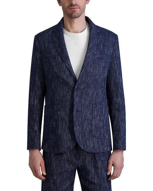 Karl Lagerfeld Blue Lightweight Cotton Blazer for men