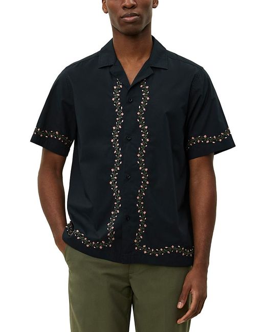 Les Deux Black Lesley Embroidered Camp Shirt for men