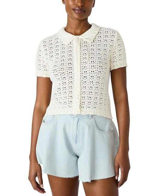 Steve Madden White Acada Button Front Sweater