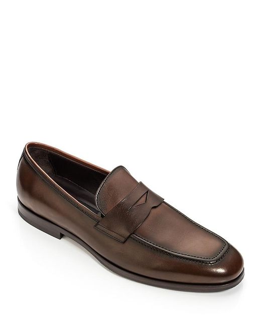 To Boot New York Brown Ronny Apron Toe Penny Loafers for men