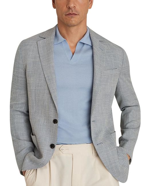 Reiss Gray Aphrodite Regular Fit Textured Jersey Knit Blazer for men