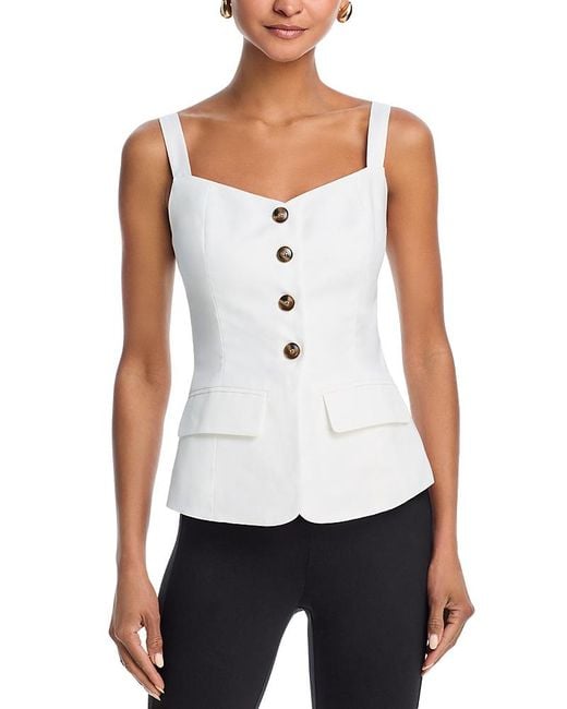 Aqua White Square Neck Tank Vest