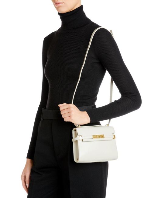 Saint Laurent Manhattan Mini Leather Cross-body Bag in Natural