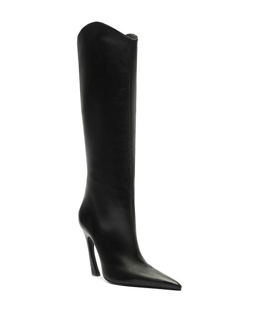 SCHUTZ SHOES Black Maryann Up Curve High Heel Boots