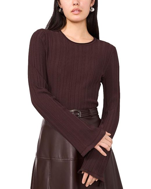 1.STATE Purple Ribbed Long Sleeve Tee