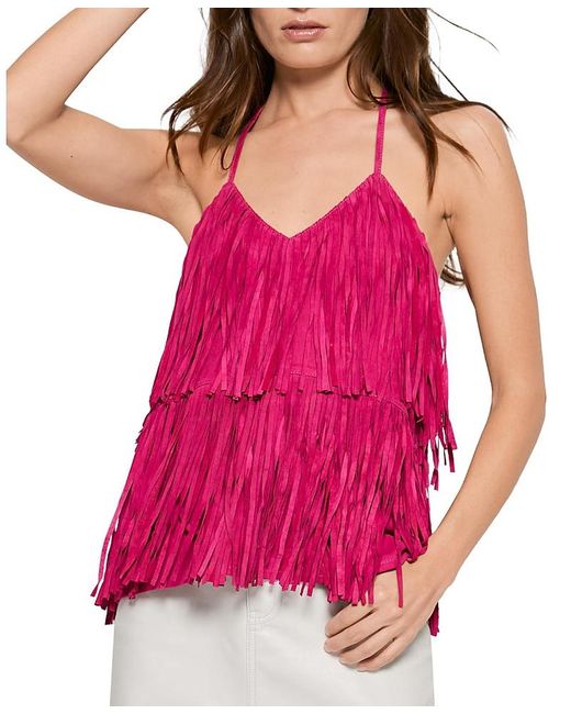 AS by DF Pink Joni Suede Fringe Cami