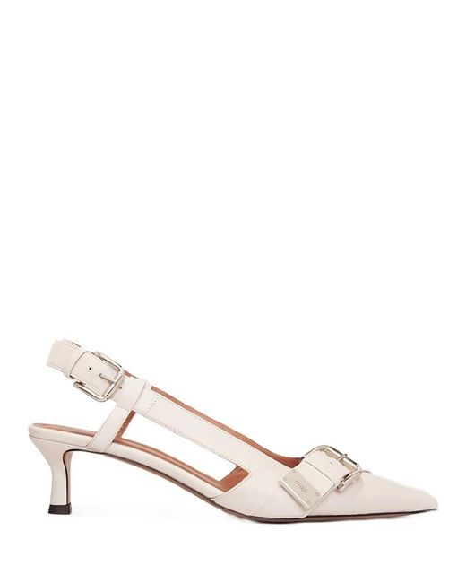 Maje Natural Pointed Toe Double Buckle Slingback Pumps