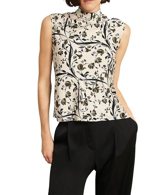 Hobbs Black Harptree Floral Print Top