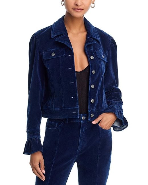 Cinq À Sept Blue Velvet Denim Deryn Jacket