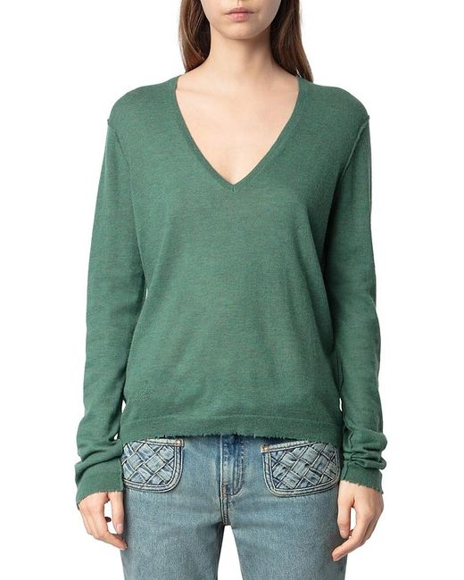 Zadig & Voltaire Green Rivy Cashmere Sweater