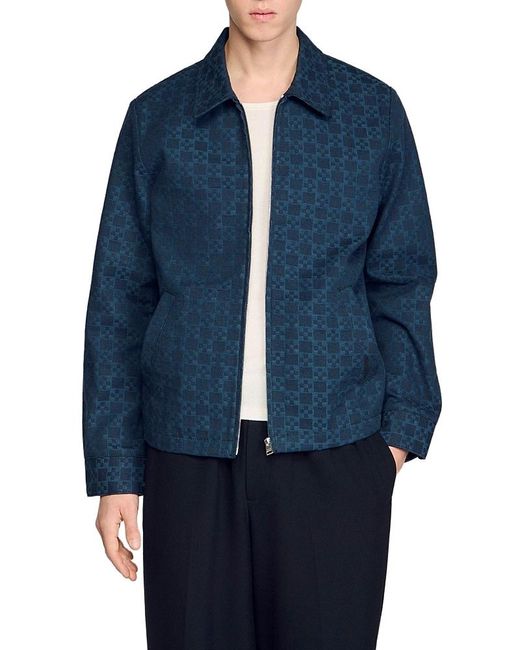 Sandro Blue Square Cross Denim Jacket for men