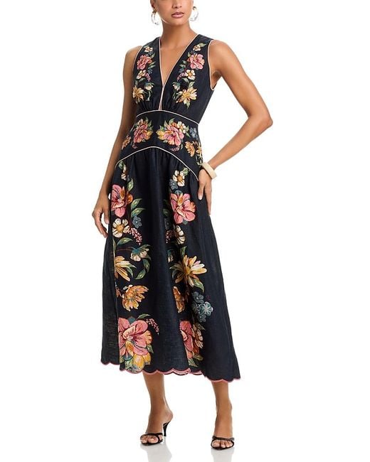 prom dress black girls Black Chenille Flowers Midi Dress