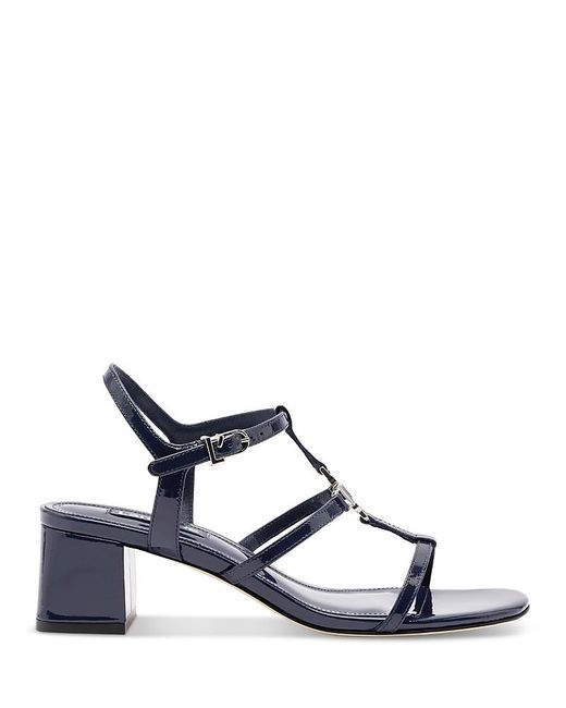 Larroude Blue Hana Block Heel Sandals