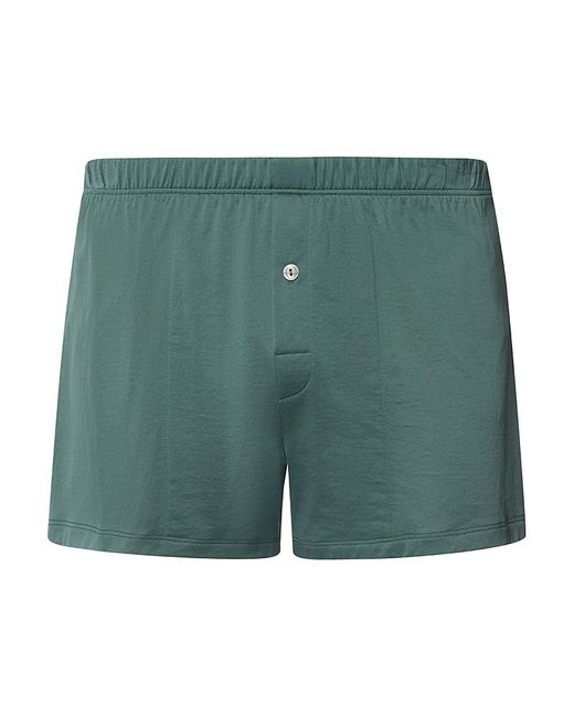 Hanro Green Cotton Sporty Button Fly Boxers for men