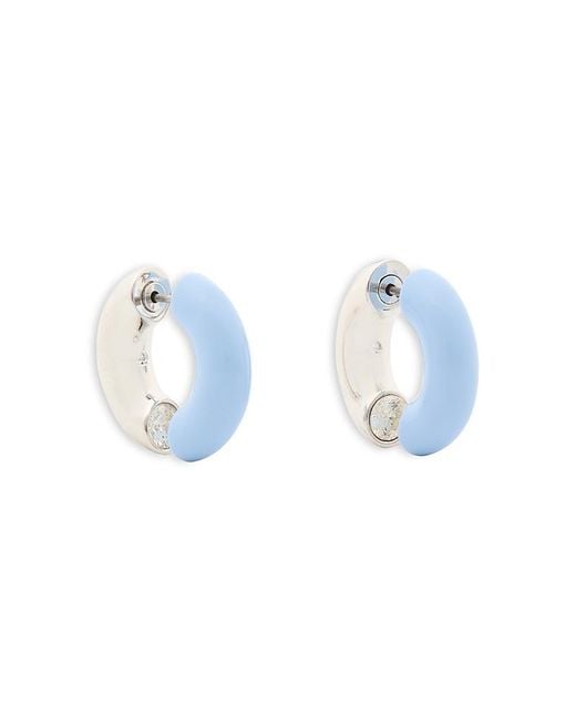 Kate Spade Blue Interlock Cubic Zirconia Half Huggie Hoop Earrings