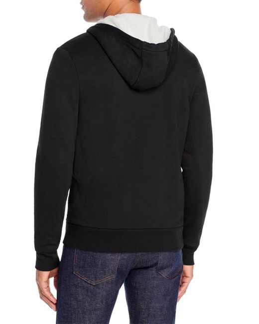 Michael Kors Cotton Sherpa - Lined Zip - Front Hoodie in Black for Men ...