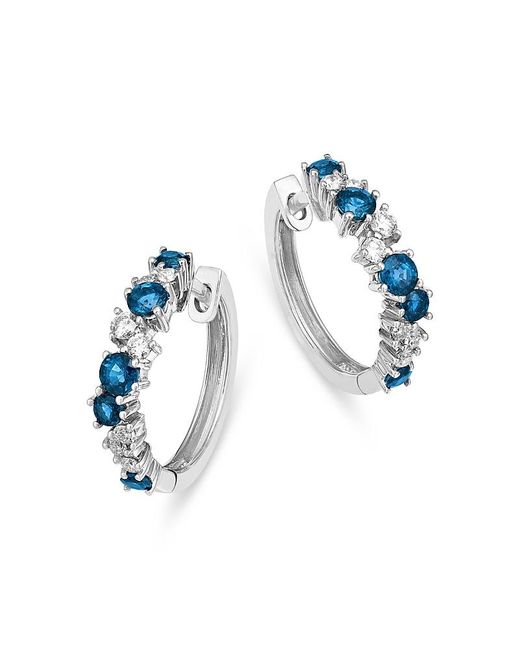 Bloomingdale's Fine Collection Blue Bloomingdale's Fine Jewelry Sapphire & Diamond Huggie Hoop Earrings