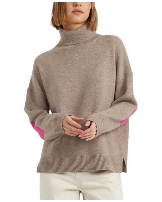 Chinti Parker Women's Gray Wool Cashmere Elbow Patch Rollneck
