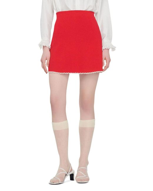 Sandro Violette Beaded Trim Mini Skirt in Red | Lyst Canada