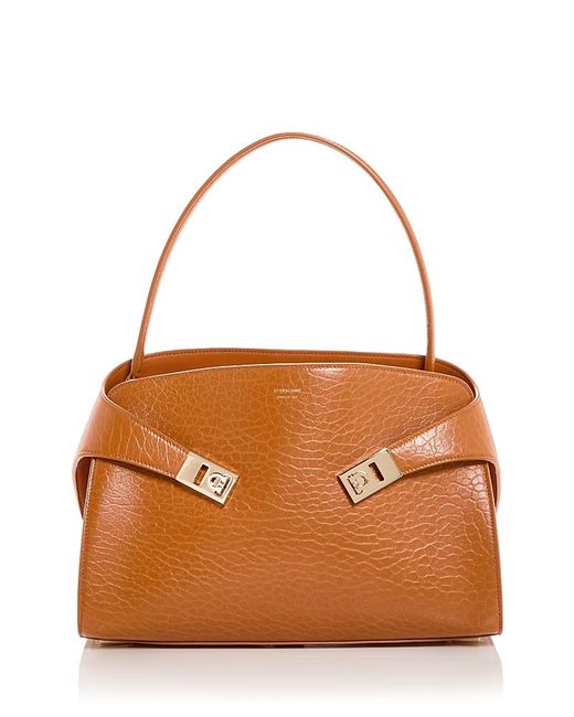 Ferragamo Brown Hug Leather Top Handle Bag