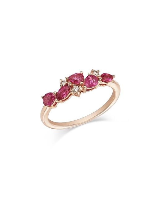 Bloomingdale's Fine Collection Pink Ruby & Diamond Ring