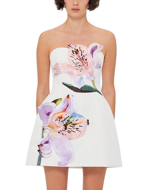 LEO LIN White Rosario Applique Floral Bustier Mini Dress