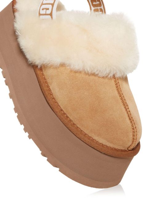 ugg funkette suede shearling platform slippers