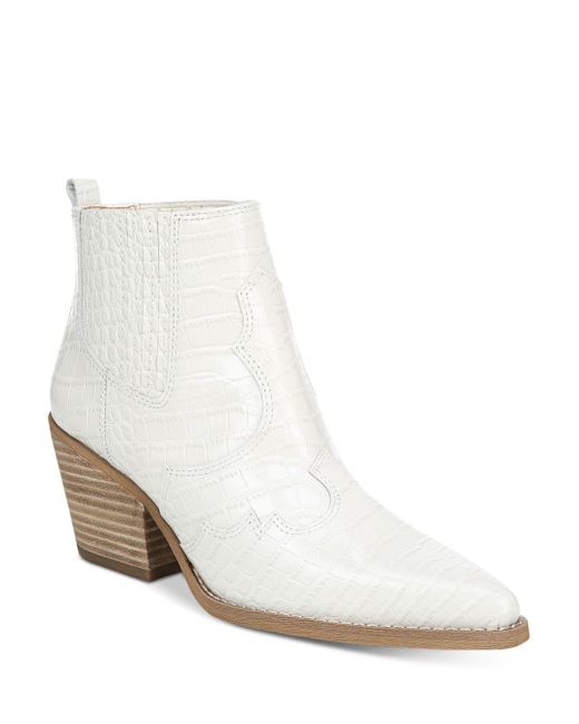 Sam Edelman Winona Leather Western Ankle Boots in Ivory (White) - Save 65% - Lyst