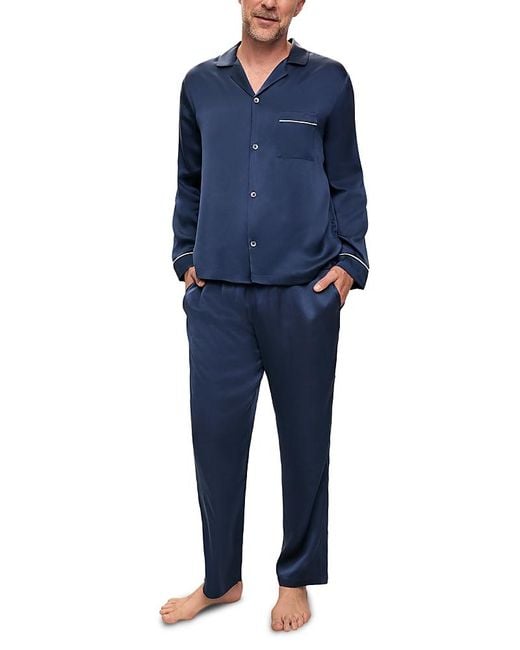 Eberjey Blue Charles Long Pajama Set for men