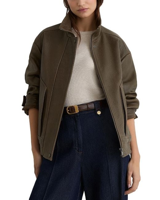 Reiss Brown Cara Leather Jacket